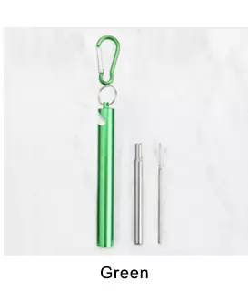 Eco-Friendly Collapsible drinking Straw with Bottle Opener Case, Cleaner Brush, Keychain